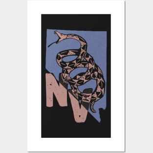 Distressed Vintage Style Nevada Gadsden  Snake Posters and Art